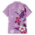 Hawaii Tropical Flowers Family Matching Puletasi and Hawaiian Shirt Polynesian Tattoo Lavender