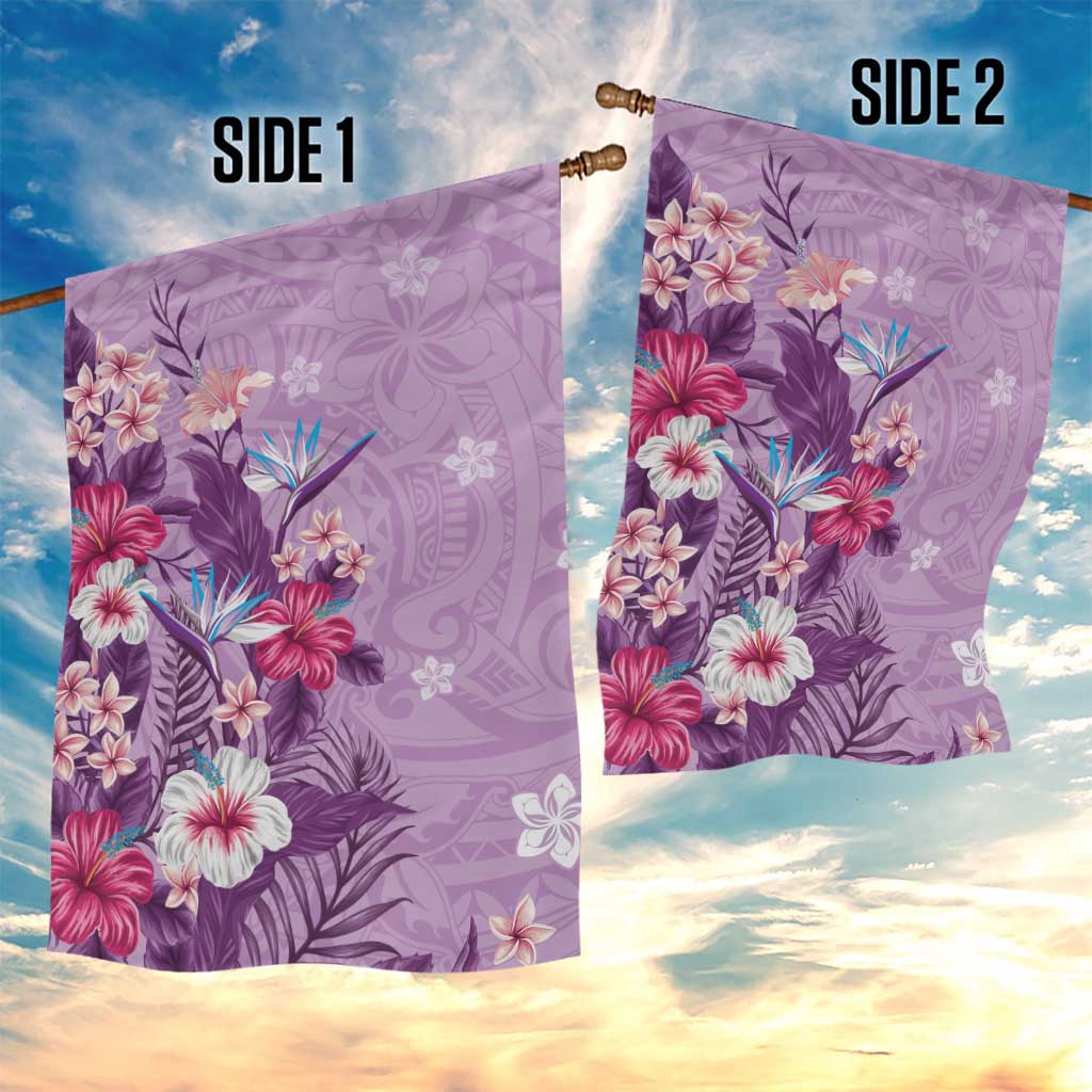 Hawaii Tropical Flowers Garden Flag Polynesian Tattoo Lavender LT05 - Polynesian Pride