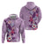 Hawaii Tropical Flowers Hoodie Polynesian Tattoo Lavender