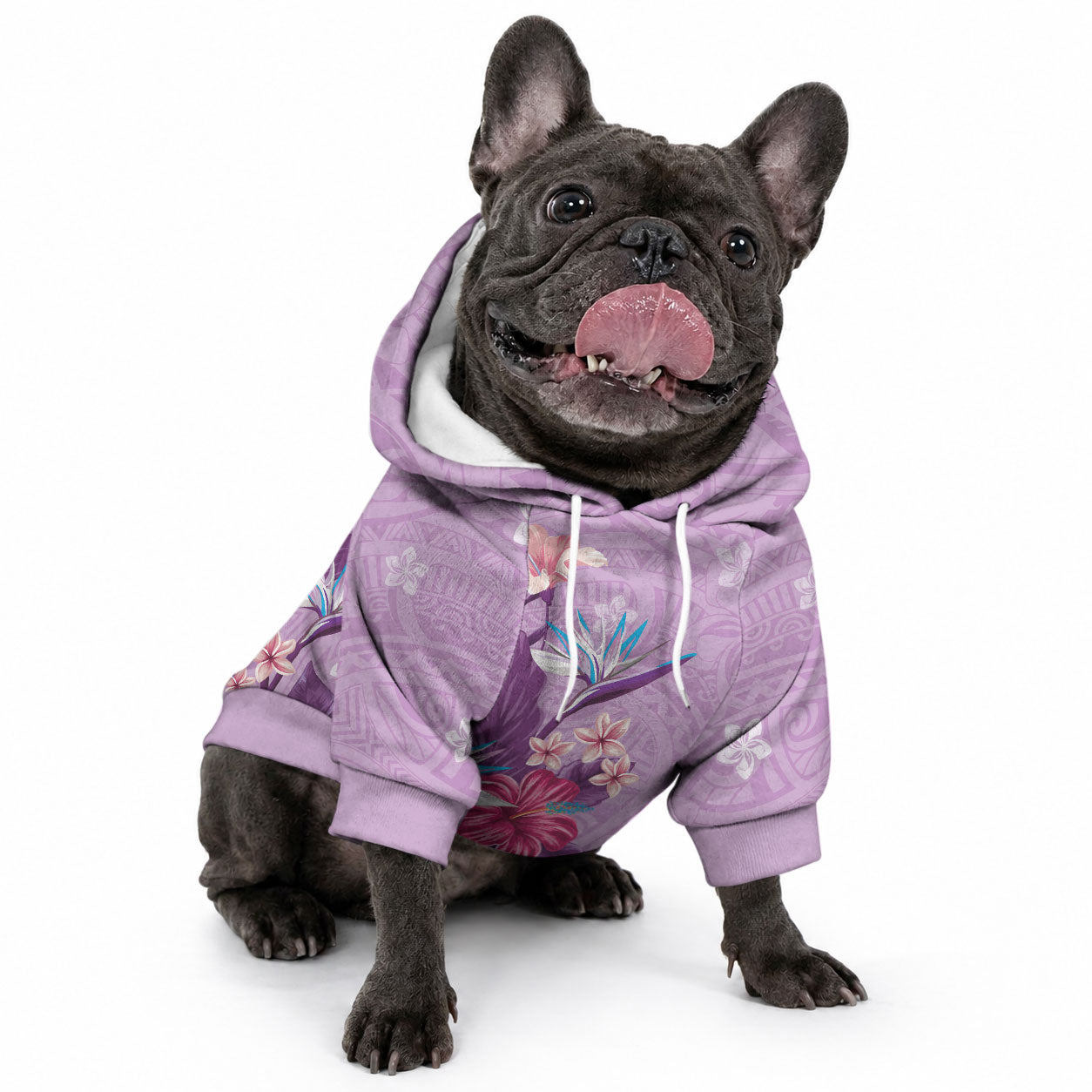 Hawaii Tropical Flowers Pet Hoodie Polynesian Tattoo Lavender LT05 - Polynesian Pride