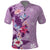 Hawaii Tropical Flowers Polo Shirt Polynesian Tattoo Lavender