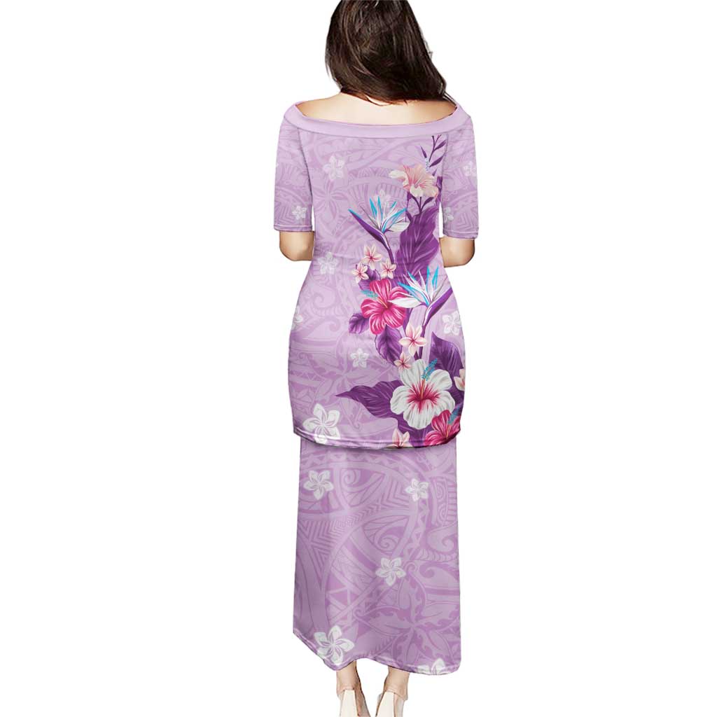 Hawaii Tropical Flowers Puletasi Polynesian Tattoo Lavender LT05 - Polynesian Pride