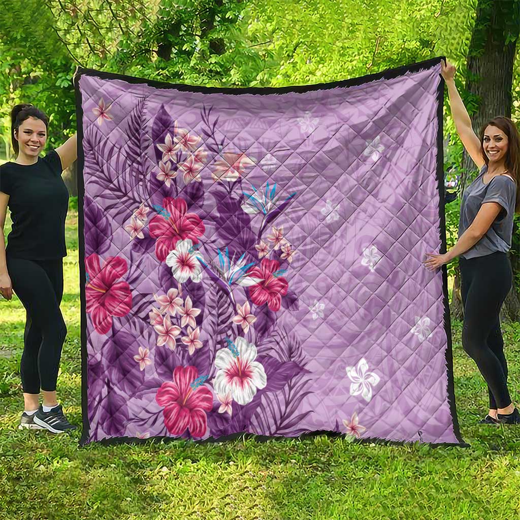 Hawaii Tropical Flowers Quilt Polynesian Tattoo Lavender LT05 - Polynesian Pride