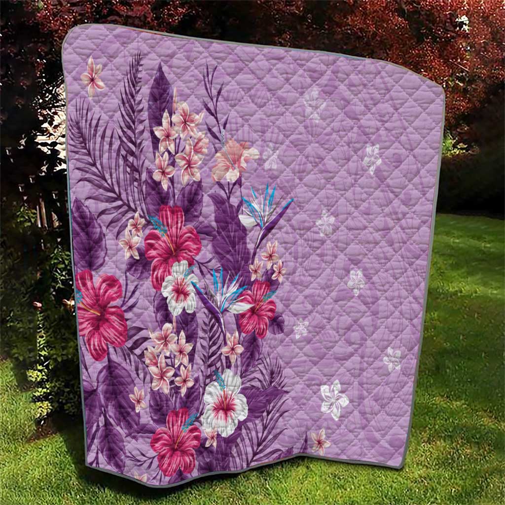 Hawaii Tropical Flowers Quilt Polynesian Tattoo Lavender LT05 - Polynesian Pride