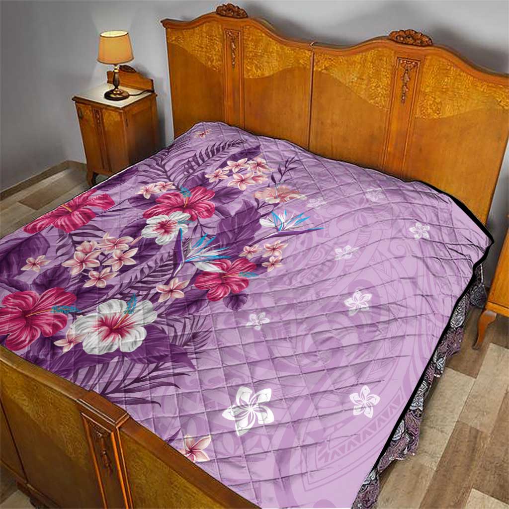 Hawaii Tropical Flowers Quilt Polynesian Tattoo Lavender LT05 - Polynesian Pride