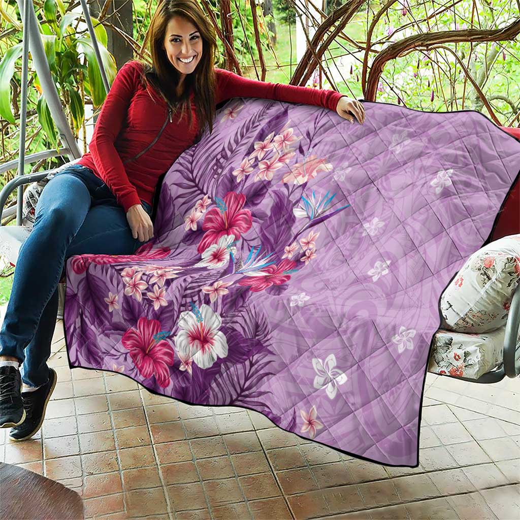 Hawaii Tropical Flowers Quilt Polynesian Tattoo Lavender LT05 - Polynesian Pride