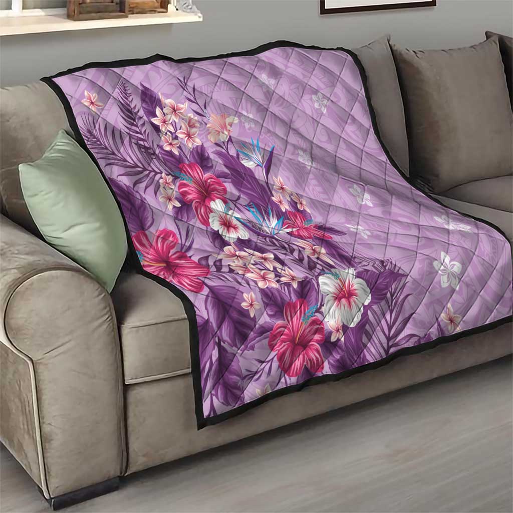 Hawaii Tropical Flowers Quilt Polynesian Tattoo Lavender LT05 - Polynesian Pride
