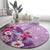 Hawaii Tropical Flowers Round Carpet Polynesian Tattoo Lavender