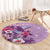 Hawaii Tropical Flowers Round Carpet Polynesian Tattoo Lavender