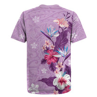 Hawaii Tropical Flowers Rugby Jersey Polynesian Tattoo Lavender LT05 - Polynesian Pride