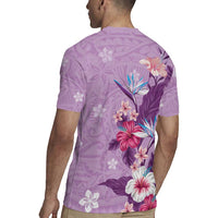 Hawaii Tropical Flowers Rugby Jersey Polynesian Tattoo Lavender LT05 - Polynesian Pride