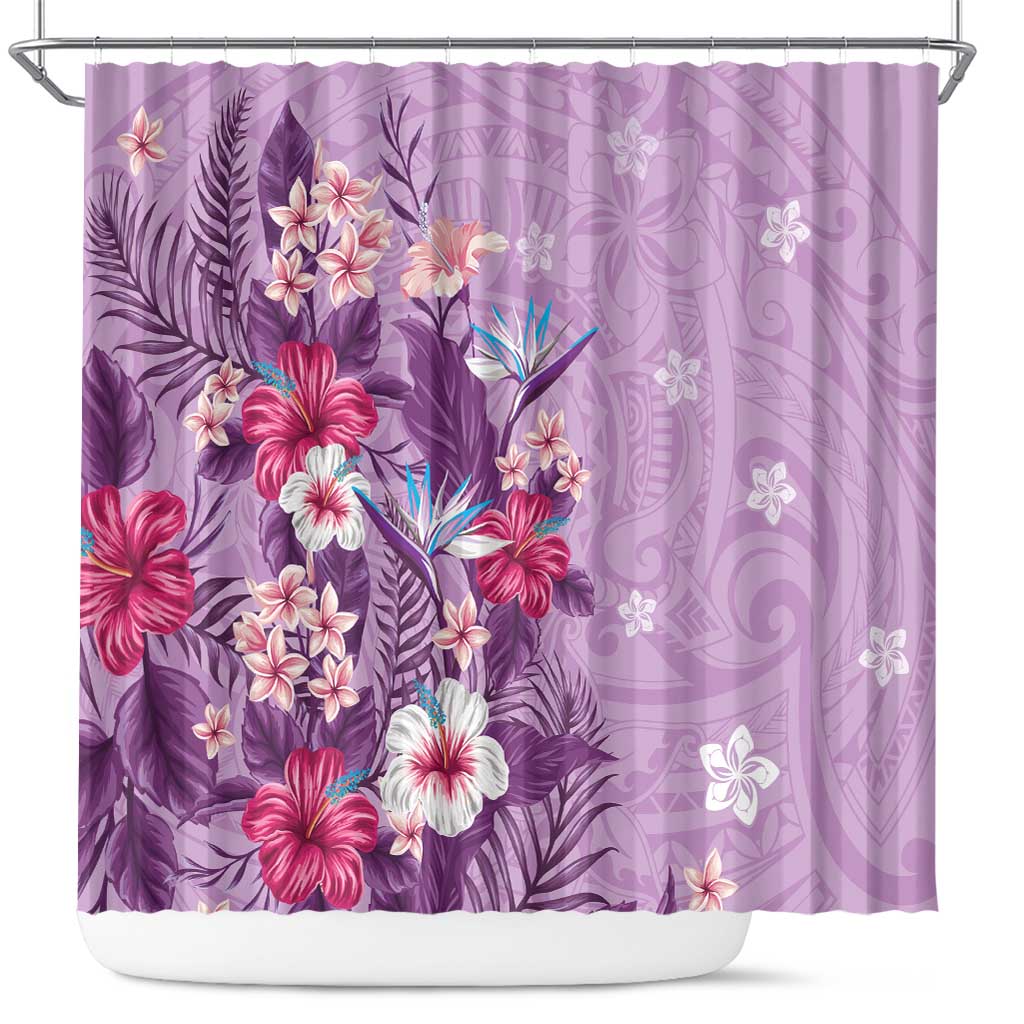 Hawaii Tropical Flowers Shower Curtain Polynesian Tattoo Lavender LT05 Lavender - Polynesian Pride