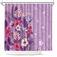 Hawaii Tropical Flowers Shower Curtain Polynesian Tattoo Lavender LT05 Lavender - Polynesian Pride