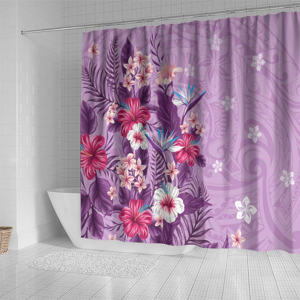 Hawaii Tropical Flowers Shower Curtain Polynesian Tattoo Lavender LT05 - Polynesian Pride