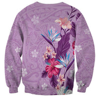 Hawaii Tropical Flowers Sweatshirt Polynesian Tattoo Lavender LT05 - Polynesian Pride
