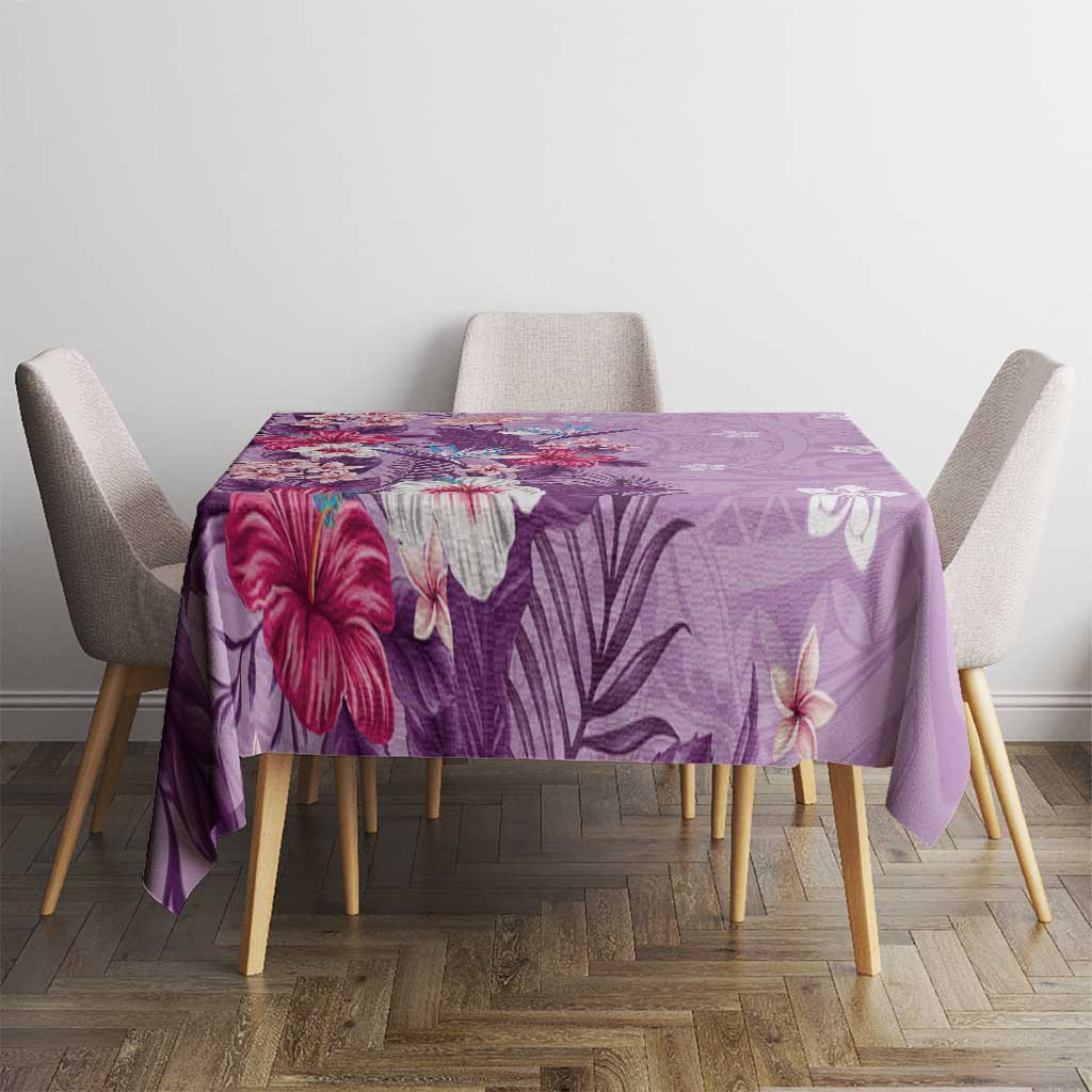 Hawaii Tropical Flowers Tablecloth Polynesian Tattoo Lavender LT05 - Polynesian Pride