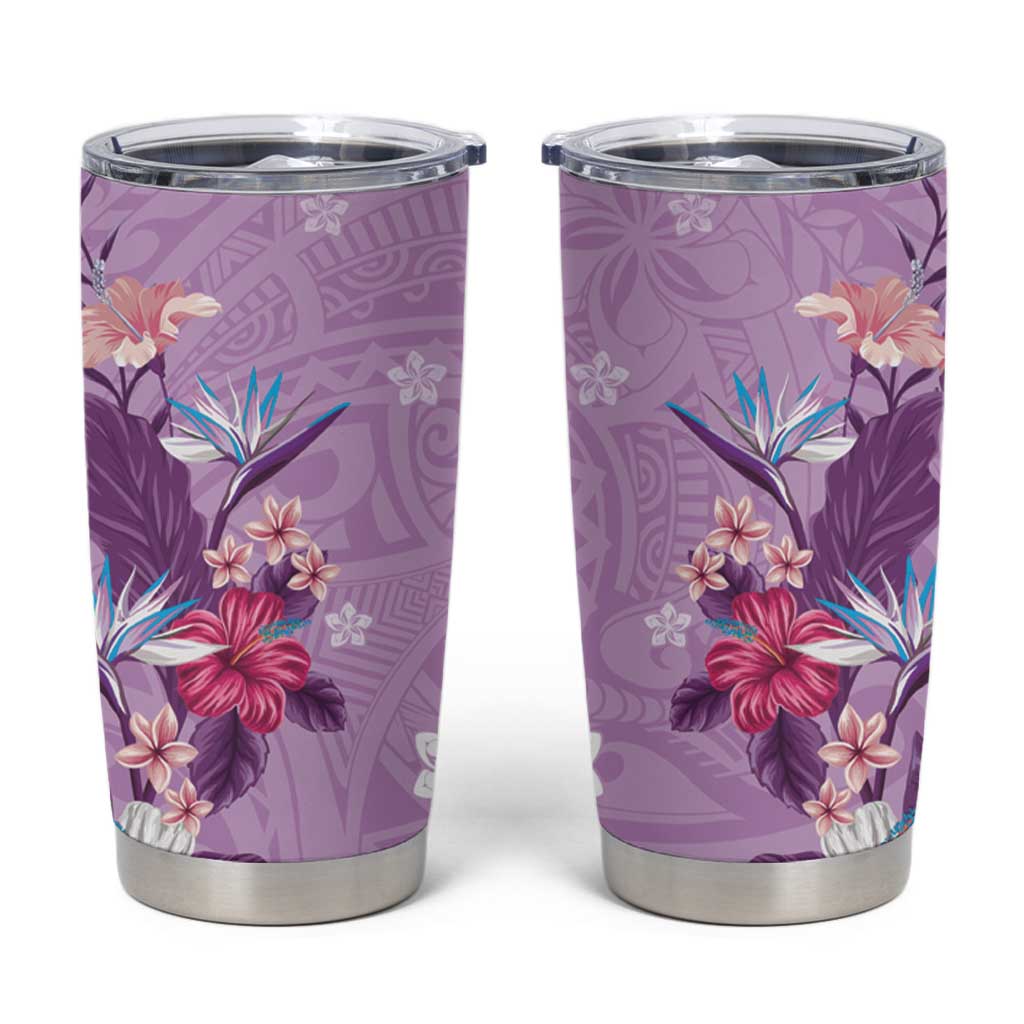 Hawaii Tropical Flowers Tumbler Cup Polynesian Tattoo Lavender LT05 Lavender - Polynesian Pride