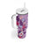 Hawaii Tropical Flowers Tumbler With Handle Polynesian Tattoo Lavender