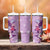 Hawaii Tropical Flowers Tumbler With Handle Polynesian Tattoo Lavender