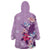 Hawaii Tropical Flowers Wearable Blanket Hoodie Polynesian Tattoo Lavender