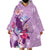 Hawaii Tropical Flowers Wearable Blanket Hoodie Polynesian Tattoo Lavender