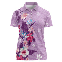 Hawaii Tropical Flowers Women Polo Shirt Polynesian Tattoo Lavender LT05 Female Lavender - Polynesian Pride