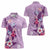 Hawaii Tropical Flowers Women Polo Shirt Polynesian Tattoo Lavender