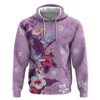 Hawaii Tropical Flowers Zip Hoodie Polynesian Tattoo Lavender LT05 Pullover Hoodie Lavender - Polynesian Pride