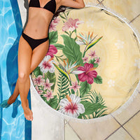 Hawaii Tropical Flowers Beach Blanket Polynesian Tattoo Buttermilk LT05 - Polynesian Pride