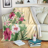 Hawaii Tropical Flowers Blanket Polynesian Tattoo Buttermilk LT05 Beige - Polynesian Pride