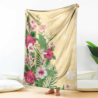 Hawaii Tropical Flowers Blanket Polynesian Tattoo Buttermilk LT05 - Polynesian Pride
