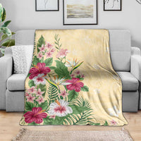 Hawaii Tropical Flowers Blanket Polynesian Tattoo Buttermilk LT05 - Polynesian Pride
