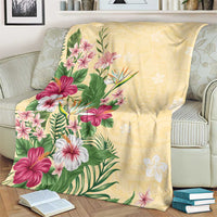Hawaii Tropical Flowers Blanket Polynesian Tattoo Buttermilk LT05 - Polynesian Pride