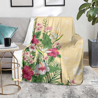 Hawaii Tropical Flowers Blanket Polynesian Tattoo Buttermilk LT05 - Polynesian Pride