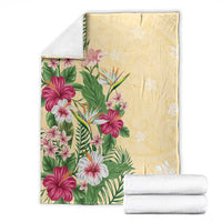 Hawaii Tropical Flowers Blanket Polynesian Tattoo Buttermilk LT05 - Polynesian Pride