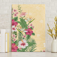 Hawaii Tropical Flowers Canvas Wall Art Polynesian Tattoo Buttermilk LT05 Without Frame Beige - Polynesian Pride