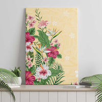 Hawaii Tropical Flowers Canvas Wall Art Polynesian Tattoo Buttermilk LT05 - Polynesian Pride