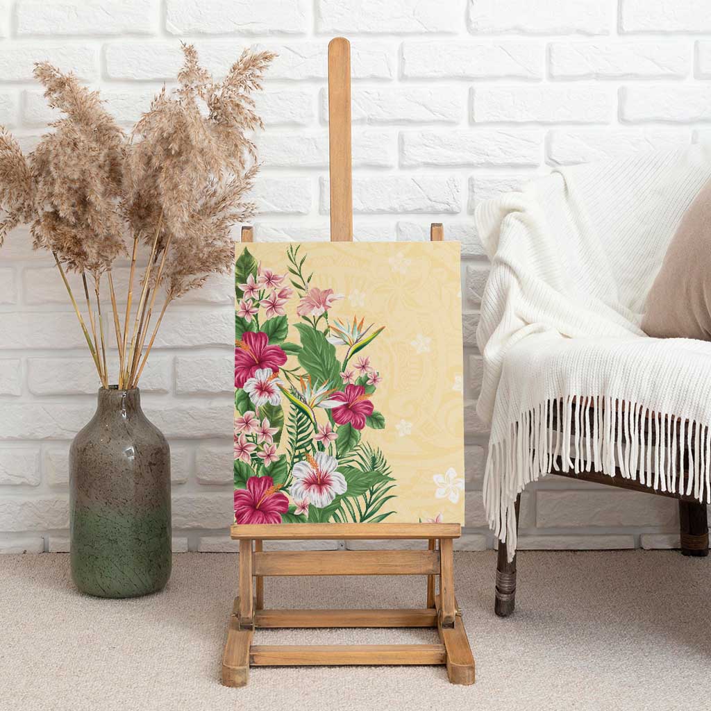 Hawaii Tropical Flowers Canvas Wall Art Polynesian Tattoo Buttermilk LT05 - Polynesian Pride