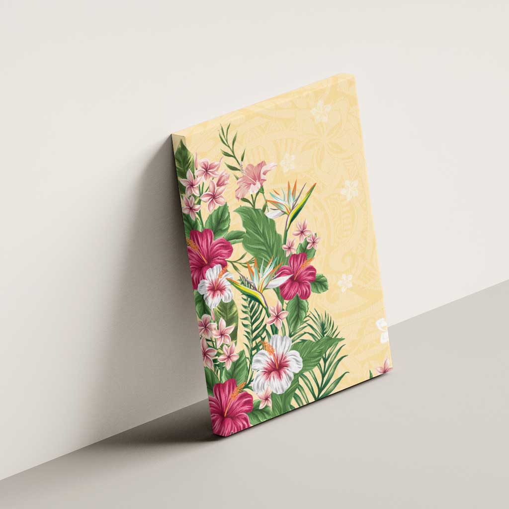 Hawaii Tropical Flowers Canvas Wall Art Polynesian Tattoo Buttermilk LT05 - Polynesian Pride