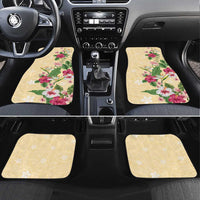 Hawaii Tropical Flowers Car Mats Polynesian Tattoo Buttermilk LT05 Set 4pcs Beige - Polynesian Pride