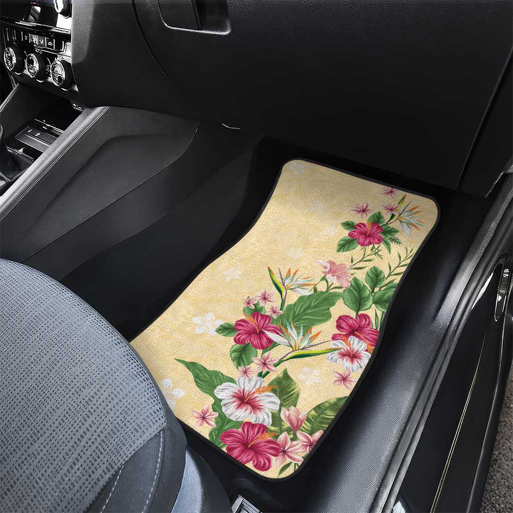 Hawaii Tropical Flowers Car Mats Polynesian Tattoo Buttermilk LT05 - Polynesian Pride