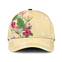Hawaii Tropical Flowers Classic Cap Polynesian Tattoo Buttermilk LT05 Universal Fit Beige - Polynesian Pride