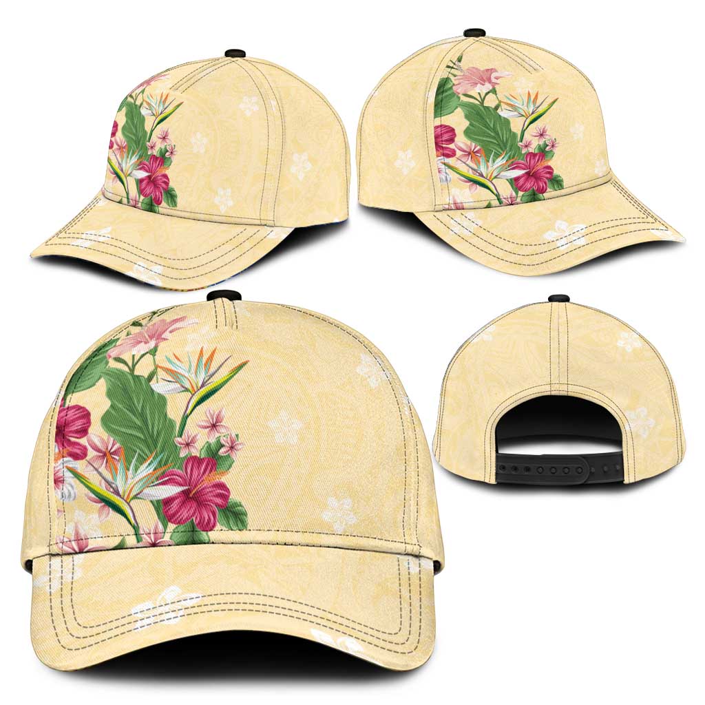 Hawaii Tropical Flowers Classic Cap Polynesian Tattoo Buttermilk LT05 - Polynesian Pride
