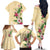 Hawaii Tropical Flowers Family Matching Off The Shoulder Long Sleeve Dress and Hawaiian Shirt Polynesian Tattoo Buttermilk