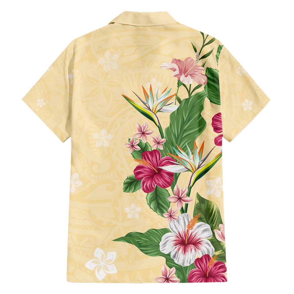 Hawaii Tropical Flowers Hawaiian Shirt Polynesian Tattoo Buttermilk LT05 - Polynesian Pride