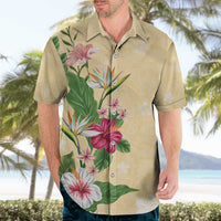 Hawaii Tropical Flowers Hawaiian Shirt Polynesian Tattoo Buttermilk LT05 - Polynesian Pride