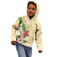Hawaii Tropical Flowers Kid Hoodie Polynesian Tattoo Buttermilk LT05 - Polynesian Pride