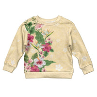 Hawaii Tropical Flowers Kid Ugly Christmas Sweater Polynesian Tattoo Buttermilk LT05 Kid Beige - Polynesian Pride