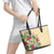 Hawaii Tropical Flowers Leather Tote Bag Polynesian Tattoo Buttermilk