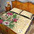 Hawaii Tropical Flowers Quilt Bed Set Polynesian Tattoo Buttermilk